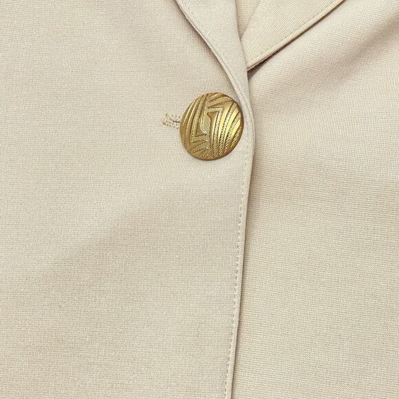 Susan Graver Tailored Stretch Knit Unlined Tan Blazer Pockets Women's Large - Picture 3 of 11